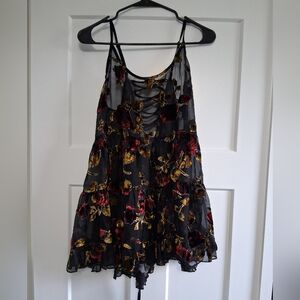 Dolls Kill Black Floral Mini Dress